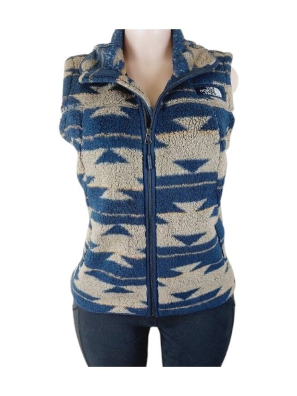 The North Face Women's Blue Ash Brown Sleeveless Fleece Campshire Vest Size M